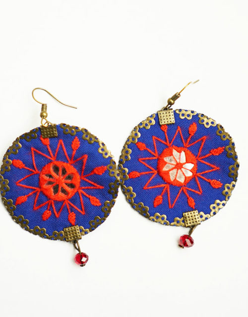 Boucles d'oreilles baloutchi "Ayineh-Lajevardi" (Miroir-bleu)