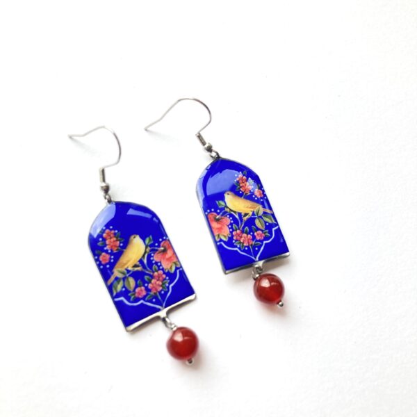 Boucles d'oreilles Behesht "Morgh-e-âbi" (Oiseau bleu persan)